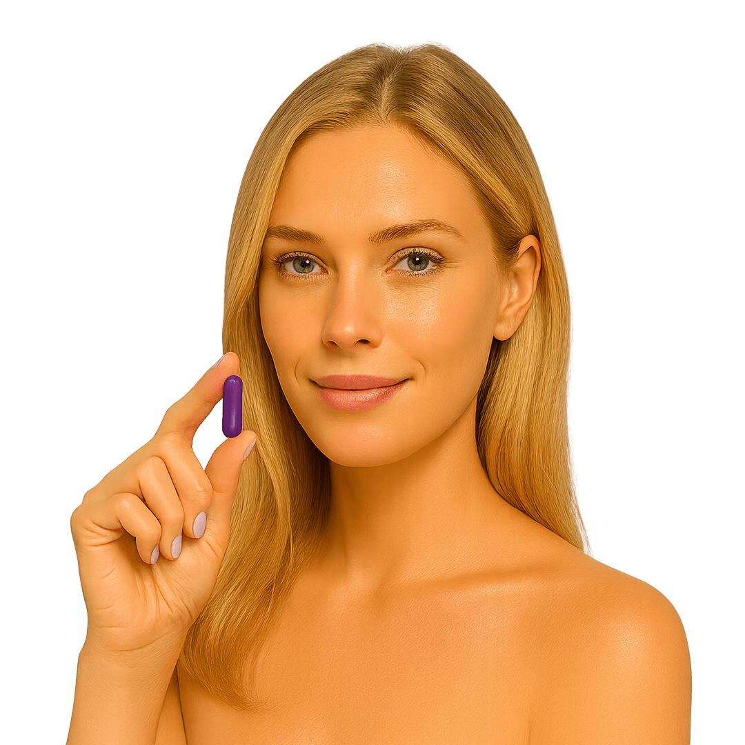 Woman holding capsule